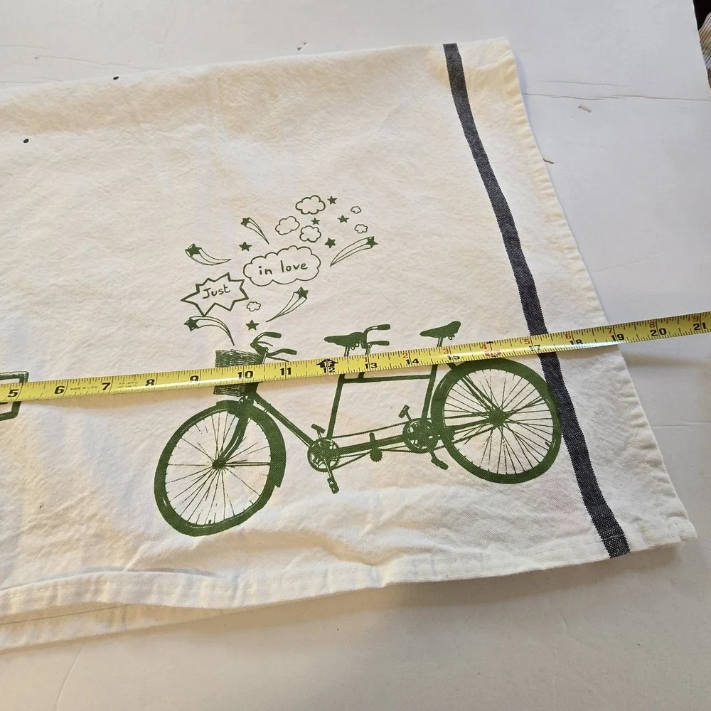 French 100% Cotton Tea Towel Bicycle Coutainville France‎ Dishtowel Natural